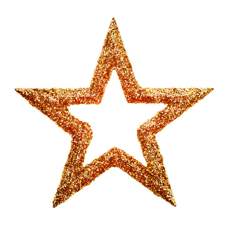 Gold star for Christmas frame isolated on white background