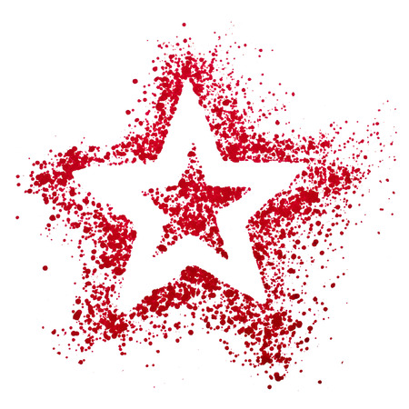 Blank Red Star drawing air color pen isolated on white backgroundの写真素材