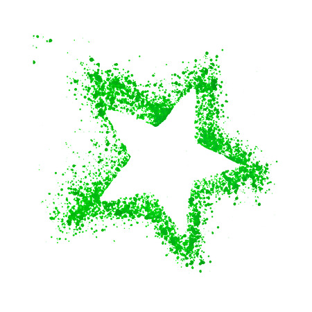 Blank Border Green Star drawing air color pen isolated on white backgroundの写真素材