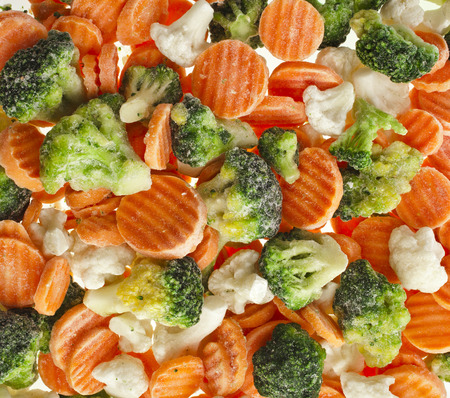 Mixed Frozen various vegetables surface top view backgroundの写真素材