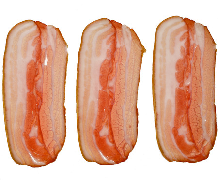 Bacon Slices surface isolated On White Background