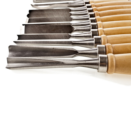 set of curving chisels tools isolated on white backgroundの写真素材