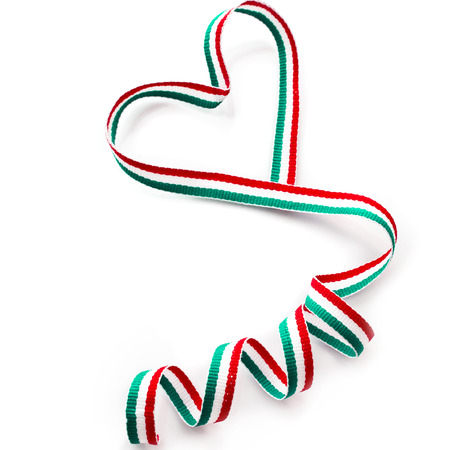 Ribbon Tape Shape Heart Valentine s Day Card Border isolated on white backgroundの写真素材