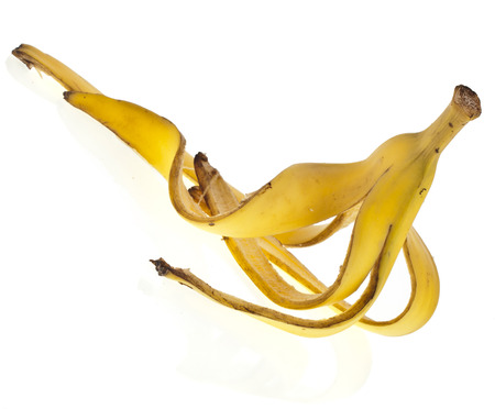 Bananas Skin isolated on white backgroundの写真素材