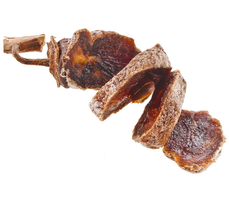 dried persimmon fruit isolated on white backgroundの写真素材