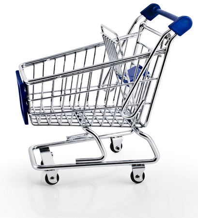 Single Shopping basket cart - isolated on white backgroundの写真素材