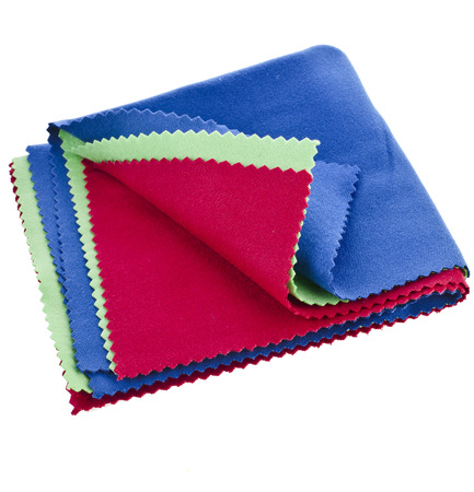 Collection set of colorful soft cleaning cloth for optics isolated on white backgroundの写真素材