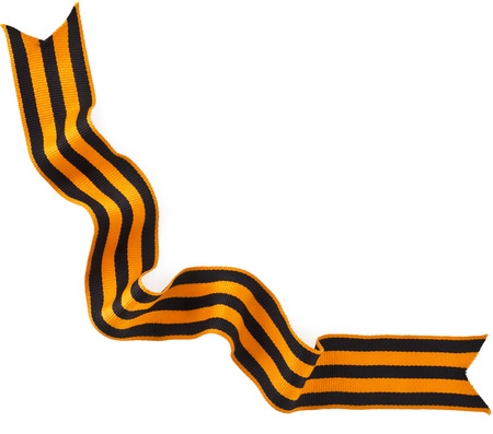 black orange strip bow in the orange bar surface close up isolated on white backgroundの写真素材