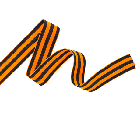 black orange strip ribbon tape surface close up isolated on white backgroundの写真素材
