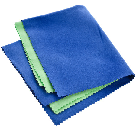 Collection set of soft cleaning cloth for optics isolated on white backgroundの写真素材