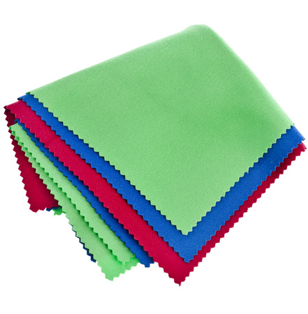 set of soft cleaning cloth for optics isolated on white backgroundの写真素材