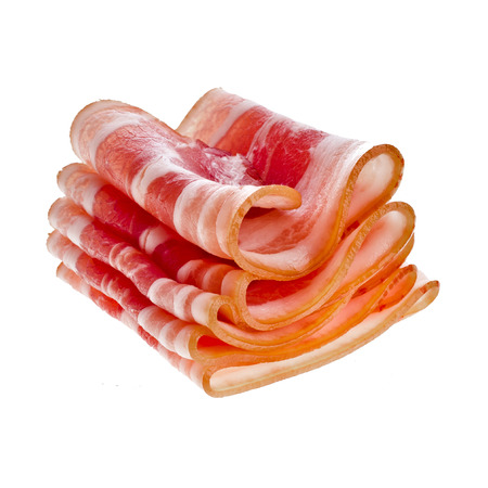 Bacon Slices isolated On White Backgroundの写真素材