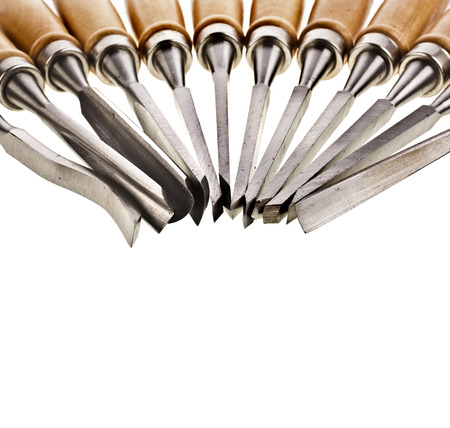 set of curving chisels tools isolated on white backgroundの写真素材