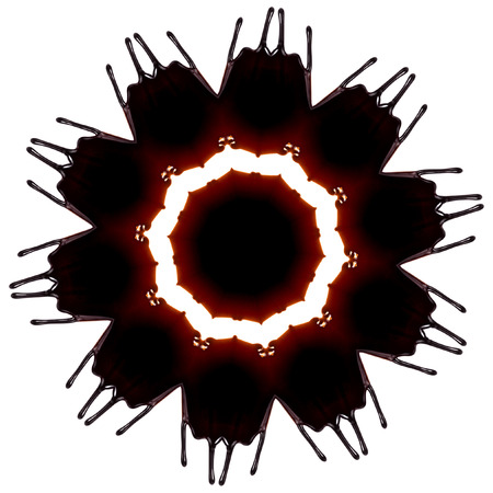 Abstract surface background of chocolate syrup leaking isolated on whiteの写真素材