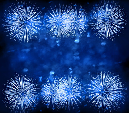 fireworks of various colors over night skyの写真素材