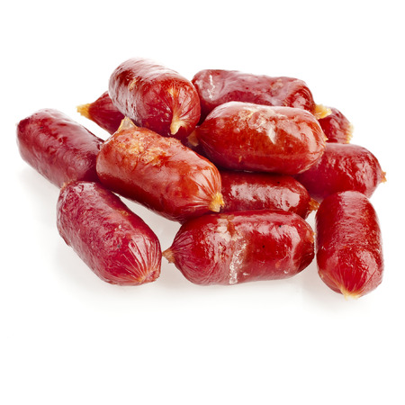 sausages isolated on white backgroundの写真素材