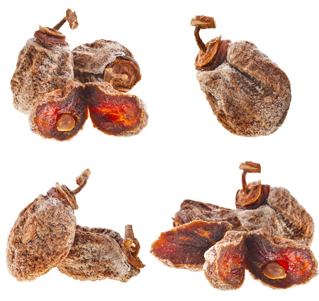 dried persimmon isolated on white backgroundの写真素材