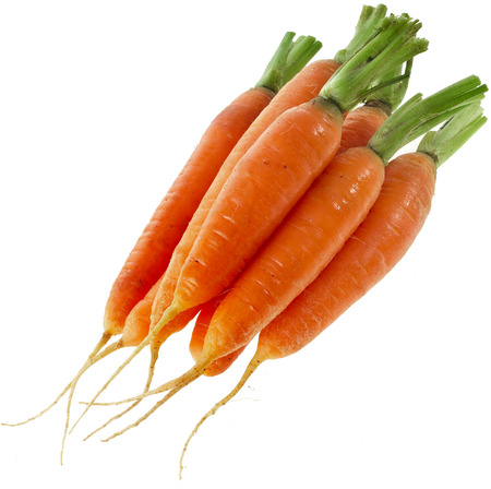 fresh carrots isolated on white backgroundの写真素材