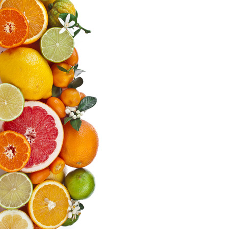 Beautiful citrus fruits of lemon, orange, grapefruit, lime. isolated on white backgroundの写真素材