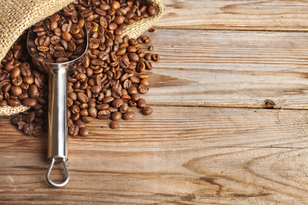 Coffee on grunge wooden backgroundの写真素材