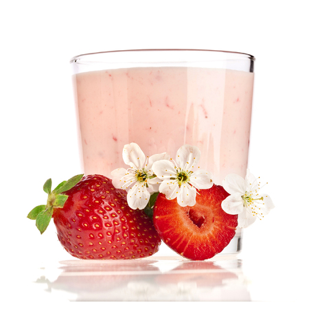Fresh Berries with Yogurt isolatedの写真素材