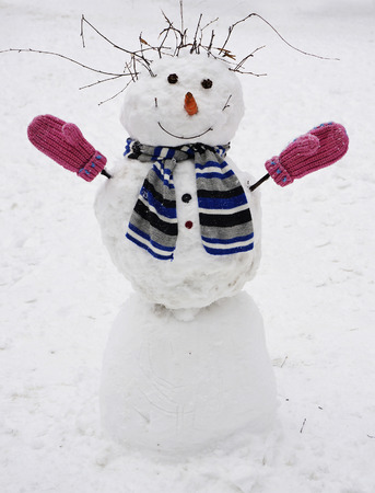 Christmas snowman outdoorsの写真素材