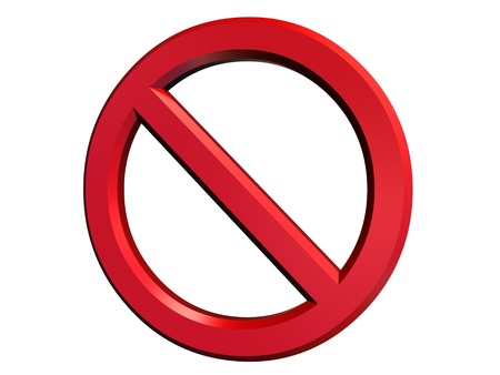 3d illustration of danger or cancel sign isolatedの写真素材