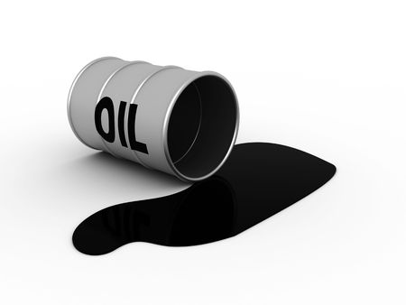 3d illustration of oil flank accident on white backgroundの写真素材