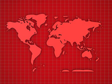 3d illustration of red map background with gridの写真素材