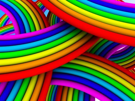3d illustration of colorful rainbows backgroundの写真素材