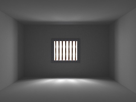 3d illusration of prison interior, empty roomの写真素材