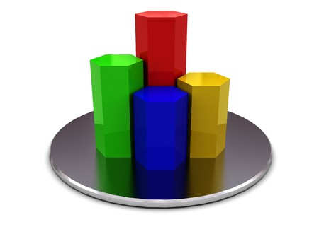 3d illustration of graph, isolated over white background