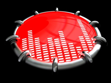 abstract 3d illustration of music spectrum, symbol, over black background
