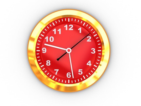 abstract 3d illustration of wall clock with golden border
