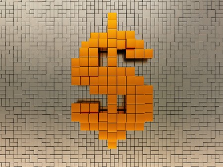 abstract 3d illustration of dollar sign over metal backgroundの写真素材