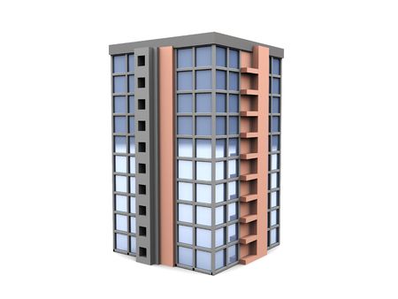 3d illustration of office building over white background