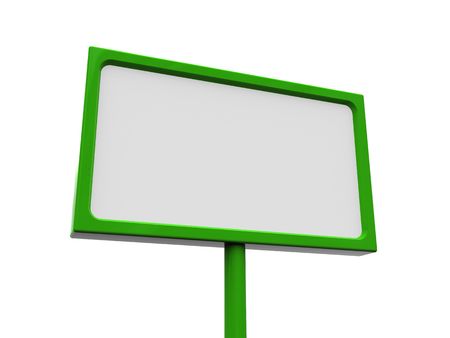 3d illustration of green billboard over white backgroundの写真素材
