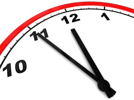 3d illustration of clock arrows over white background