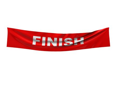 3d illustration of finish anner isolated over white backgroundの写真素材