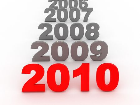 abstract 3d illustration of years row over white background
