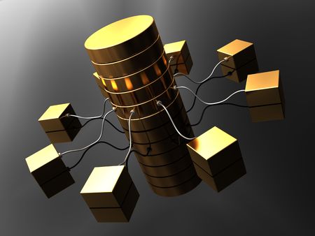 abstract 3d illustration of computer network over dark backgroundの写真素材