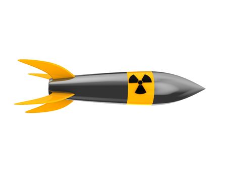 3d illustration of nuclear missile isolated over white backgroundの写真素材