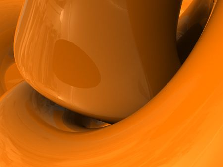 abstract 3d illustration of orange plastic backgroundの写真素材