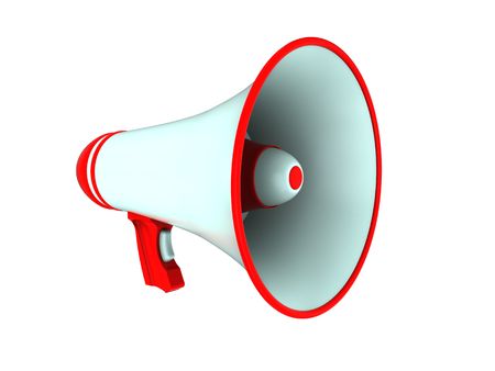 3d illustration of megaphone isolated over white backgroundの写真素材