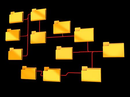 abstract 3d illustration of folders organization graphの写真素材