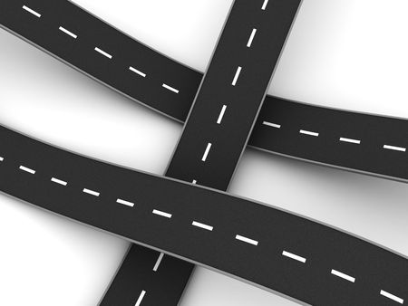 3d illustration of road knot over white backgroundの写真素材