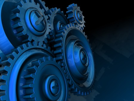 abstract 3d illustration of gear wheels backgroundの写真素材