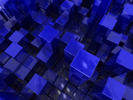 abstract 3d illustration of blue boxes background
