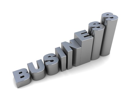 abstract 3d illustration of raising business sign, over white backgroundの写真素材