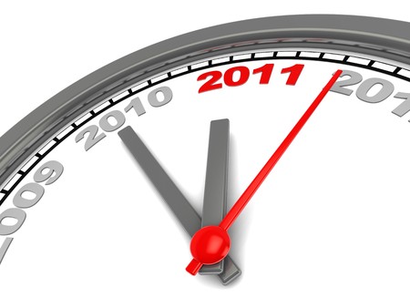 3d illustration of new year clock over white background